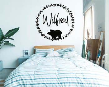 Woodland Bear Customized Name Nursery Decal